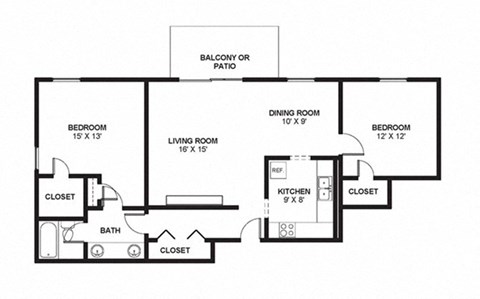 Two Bed One Bath 1015 Square Feet at The Bridges at Foxridge, Mission, KS, Kansas, 66202